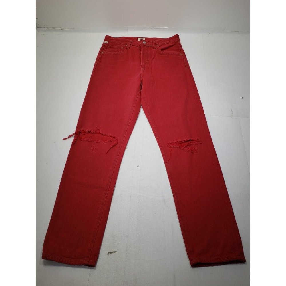 Citizens of Humanity Womens Jeans Liya High Rise Classic Fit Distressed Red 24